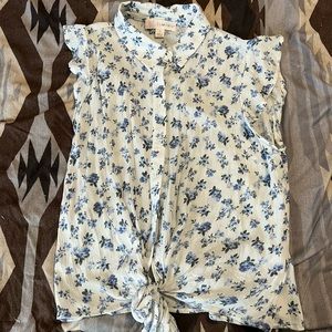 Shoulder high sleeve crop top floral print